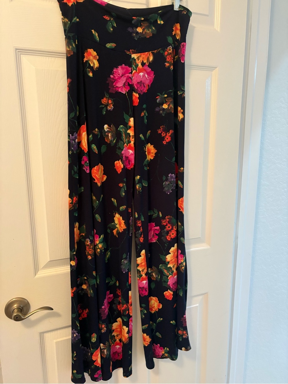 Clara Sun Woo Wide-Leg Floral Palazzo Pants - NAVY with Multicolor florals—XL